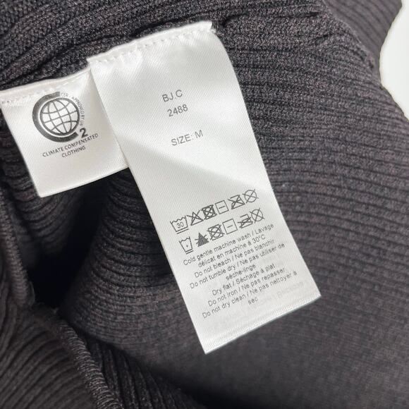 Ganni Long Sleeve Ribbed Sweater Womens Medium Black Crystal Button Shoulder - Picture 9 of 10